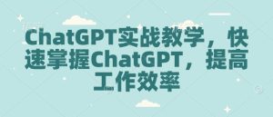 ChatGPT实战教学,快速掌握ChatGPT,提高工作效率-项目资源库