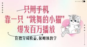 只用手机靠一只“跳舞的小猫”爆发百万播放,狂撸分成收益,保姆级教学-项目资源库