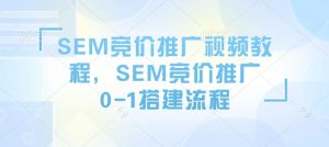 SEM竞价推广视频教程,SEM竞价推广0-1搭建流程-项目资源库