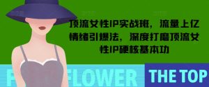 顶流女性IP实战班,流量上亿情绪引爆法,深度打磨顶流女性IP硬核基本功-项目资源库
