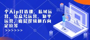 个人ip打造课，私域运营，公众号运营，知乎运营，底层逻辑和方向定位等-项目资源库