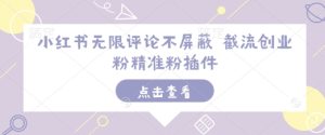 小红书无限评论不屏蔽 截流创业粉精准粉插件-项目资源库