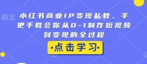 小红书商业IP变现私教,手把手教会你从0-1制作短视频到变现的全过程-项目资源库