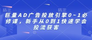 巨量AD广告投放引擎0~1必修课,新手从0到1快速学会投流获客-项目资源库