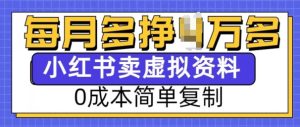 小红书虚拟资料项目,0成本简单复制,每个月多挣1W【揭秘】-项目资源库
