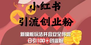 小红书引流创业粉，新模板玩法并且安全导流，日引100+创业粉-项目资源库
