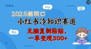 2025新风口,小红书冷知识赛道,无脑复制粘贴,一单变现300+-项目资源库
