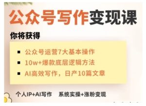 AI公众号写作变现课,手把手实操演示,从0到1做一个小而美的会赚钱的IP号-项目资源库