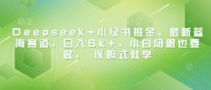 Deepseek+小绿书掘金,最新蓝海赛道,日入6k+,小白闭眼也要做, 保姆式教学-项目资源库