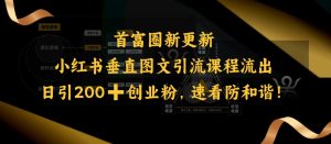 小红书垂直图文引流课程流出，日引200+创业粉，速看防和谐-项目资源库
