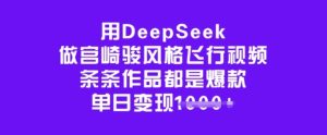 用DeepSeek做宫崎骏风格飞行视频,条条作品都是爆款,单日变现多张-项目资源库