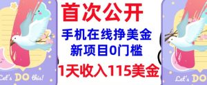 在线挣美金新项目,0门槛,1天收入115美刀,无脑操作,真正被动收入-项目资源库