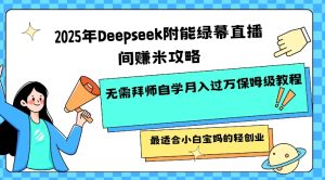 2025年Deepseek附能绿幕直播间挣米攻略无需拜师自学月入过W保姆级教程，最适合小白宝妈的轻创业-项目资源库