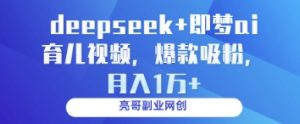 deepseek+即梦ai育儿视频，爆款吸粉，月入1w-项目资源库