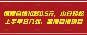 语聊自撸10秒0.5元，小白轻松上手单日几张，蓝海自撸项目-项目资源库