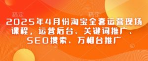 2025年4月份淘宝全套运营现场课程,运营后台、关键词推广、SEO搜索、万相台推广-项目资源库