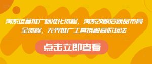 淘系运营推广标准化流程，​淘系改版后新品布局全流程，无界推广工具拆解高阶玩法-项目资源库