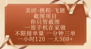 飞猪美团截图项目,你只管截图,一部手机在家做,正规平台无套路,一天5张+【揭秘】-项目资源库