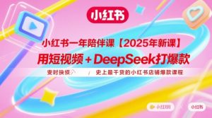 小红书一年陪伴课【2025年新课】，用短视频+deepSeek打爆款，史上最干货的小红书店铺爆款课程-项目资源库