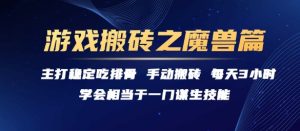游戏搬砖之魔兽篇，稳定吃排骨每天3小时【揭秘】-项目资源库