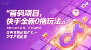 首码项目，快手全新0撸玩法，有快手就可以做，可矩阵放大，每天零碎时间搞个几张不是问题【揭秘】-项目资源库