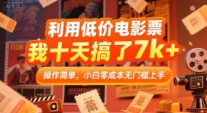 利用低价电影票,我十天搞了7k+,操作简单,小白零成本无门槛上手【揭秘】-项目资源库