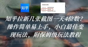 知乎拉新几张截图一天4位数？操作简单易上手，小白最佳变现玩法，附保姆级玩法教程-项目资源库