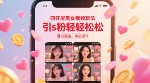 四开屏美女视频玩法，引s粉轻轻松松，暴力掘金，手机操作【揭秘】-项目资源库