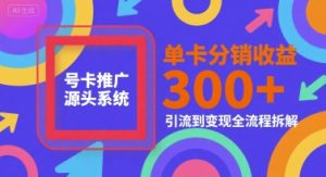 号卡推广源头系统，单卡分销收益3张+，引流到变现全流程拆解【揭秘】-项目资源库