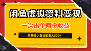 闲鱼虚拟资料新变现玩法,信息差项目,一次出单两份收益,无需囤货,可批量矩阵,零基础小白也能日入5张-项目资源库