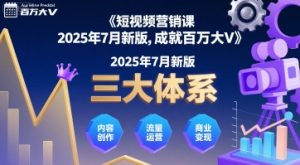 短视频营销课2025年7月新版,三大体系成就百万大V-项目资源库
