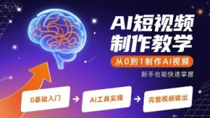 AI短视频制作教学,从0到1制作AI视频-项目资源库