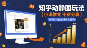小说推文干货分享之知乎动静图玩法,每天3-4位数爆单实操课-项目资源库
