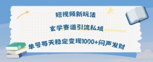 短视频新玩法玄学赛道引流私域单号每天稳定变现1k+闷声发财-项目资源库
