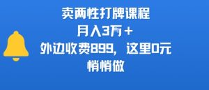 卖两性打牌课程，月入3W+外边收费899的课程，这里0元，悄悄做-项目资源库