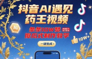 抖音AI遇见药王视频，条条10W赞，快速起千粉万粉号，傻瓜式制作教学-项目资源库