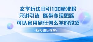 玄学玩法日引100精准粉只讲引流略带变现思路可以套用到任何玄学的领域-项目资源库