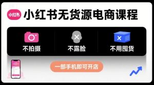 小红书无货源电商课程,不拍摄不露脸不用囤货,一部手机即可开店-项目资源库
