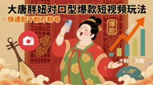 大唐胖妞对口型爆款短视频玩法，快速起千粉万粉号-项目资源库