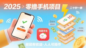 2025年零撸手机项目，二十秒一单，纯薅羊毛 一天2张+做就有【揭秘】-项目资源库