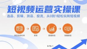 短视频运营实操课,选品、剪辑、测品、投流,从0到1轻松玩转短视频-项目资源库