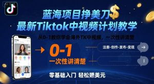 蓝海项目挣美刀,最新Tiktok中视频计划教学,从0-1教你学会海外TK中视频,一次性讲清楚-项目资源库