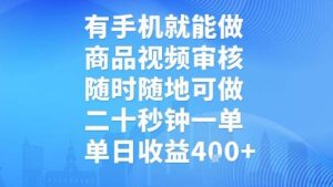有手机就能做，商品视频审核，随时随地可做，二十秒钟一单，单日收益【揭秘】-项目资源库