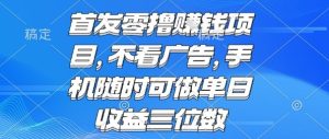 首发零撸挣钱项目 不看广告 手机随时可做 单日收益三位数【揭秘】-项目资源库