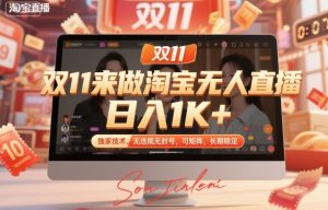 双11来做淘宝无人直播,日入1K+,独家技术,无违规无封号,可矩阵,长期稳定【揭秘】-项目资源库
