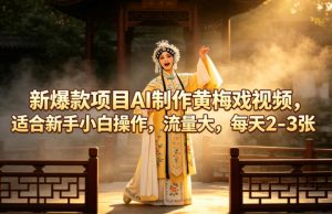 新爆款项目AI制作黄梅戏视频，适合新手小白操作，流量大，每天2-3张-项目资源库