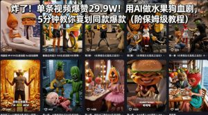 炸了！单条视频爆赞29.9W！用AI做水果狗血剧，5分钟教你复刻同款爆款（附保姆级教程）-项目资源库