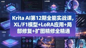 Krita AI第12期全能实战课，XL/F1模型+LoRA应用+局部修复+扩图精修全精通-项目资源库