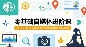 零基础自媒体进阶课，多名导师亲授，覆盖心理+定位+短视频+瑜伽起号，零基础可学-项目资源库