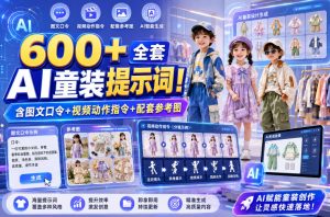600+全套AI童装提示词！含图文口令+视频动作指令+配套参考图，Word-Excel规整分类，童装电商、种草无脑量产内容！-项目资源库